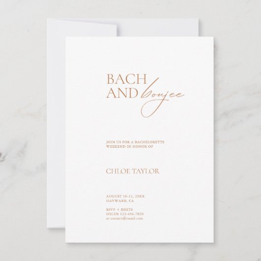 Elegant Bach en Boujee Bachelorette Weekend Kaart (Voorkant)