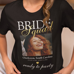 Elegant bachelorette Bride Squad Foto T-shirt