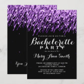 Elegant Bachelorette Party Falling Stars Paars Kaart (Voorkant / Achterkant)