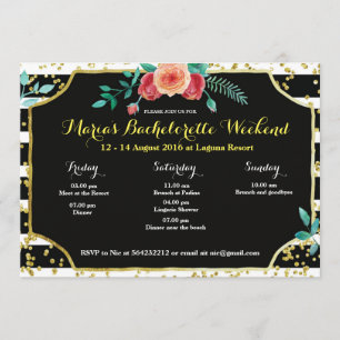 Elegant Bachelorette Party Itinerary Invitation Kaart