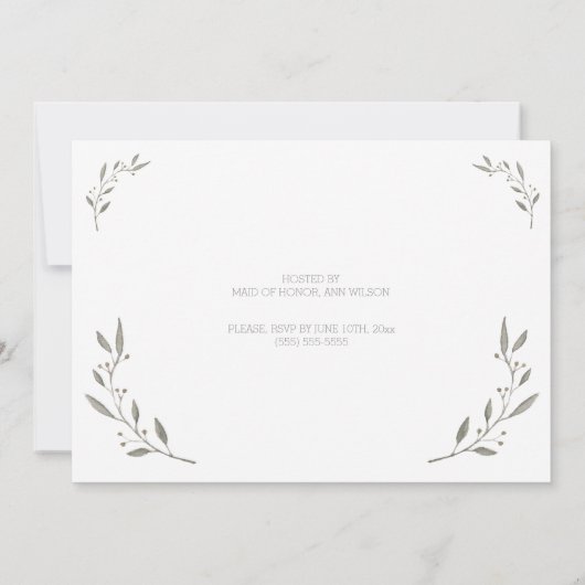 Elegant Bachelorette Party nodigt grijze Floral ui Kaart (Achterkant)