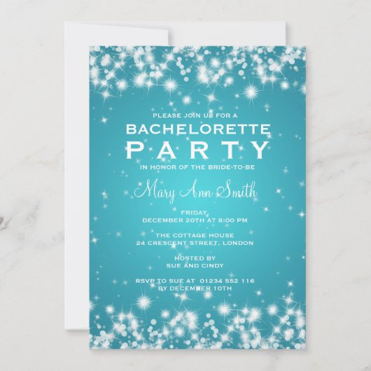 Elegant Bachelorette Party Winter Sparkle Turquois Kaart (Voorkant)