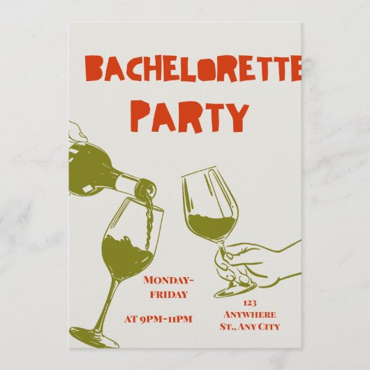 Elegant Bachelorette Weekend Invitation for Bride Kaart (Voorkant)
