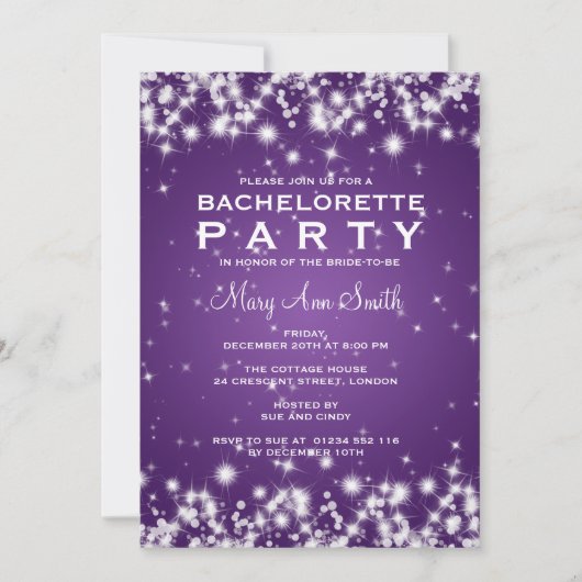 Elegant Bachelorette Winter Sparkle Paars Kaart (Voorkant)