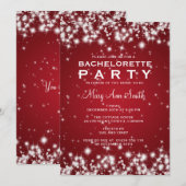 Elegant Bachelorette Winter Sparkle Red Kaart (Voorkant / Achterkant)