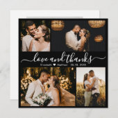 Elegant Back and White Script Photo Wedding Bedankkaart (Voorkant / Achterkant)