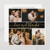 Elegant Back Gold Script Photo Collage Weddenschap Bedankkaart (Voorkant / Achterkant)