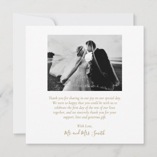 Elegant Back Gold Script Photo Collage Weddenschap Bedankkaart (Achterkant)