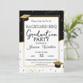 Elegant Backyard BBQ Graduation Party Invitation Kaart (Staand voorkant)