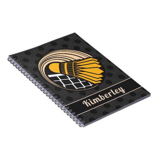 Elegant Badminton Theme Birdie Player's Name Sport Notitieboek (Rechterzijde)