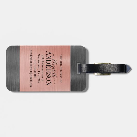 Elegant Bagagelabel van het Monogram van het Manus (Achterkant horizontaal)