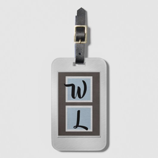 Elegant Bagagelabel voor geborsteld staal linnen u (Voorkant (verticaal))