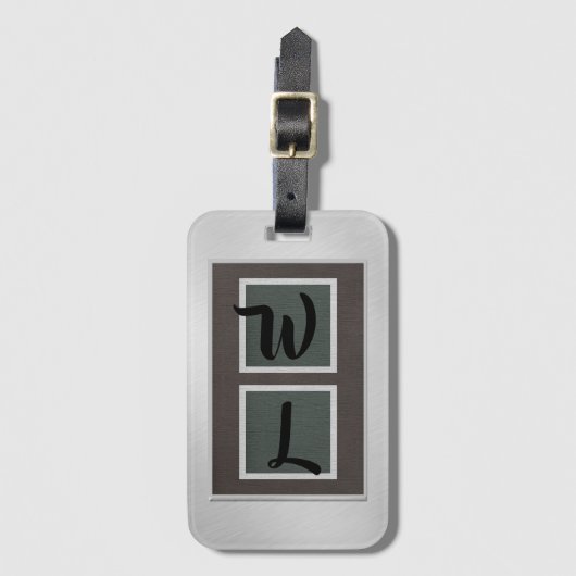 Elegant Bagagelabel voor geborsteld staal linnen u (Voorkant (verticaal))