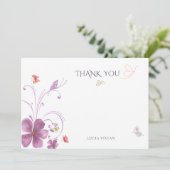 Elegant Baho Hij geeft me vlinders bruids Bedankkaart (Staand voorkant)