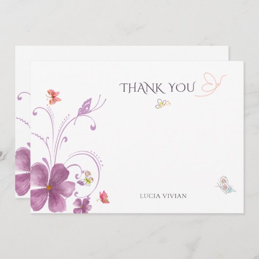 Elegant Baho Hij geeft me vlinders bruids Bedankkaart (Voorkant / Achterkant)