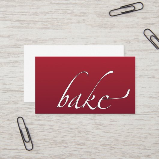 Elegant Bake: Baker, Bakery Red Ombre Visitekaartje (Voorkant / Achterkant in situ)