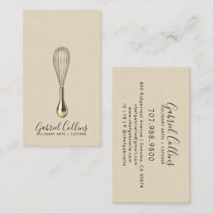 Elegant Baker Bakers Whisk Crème Linen  Visitekaartje