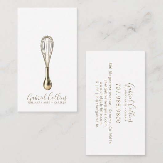 Elegant Baker Caterer Gold Whisk  Visitekaartje (Voorkant / Achterkant)