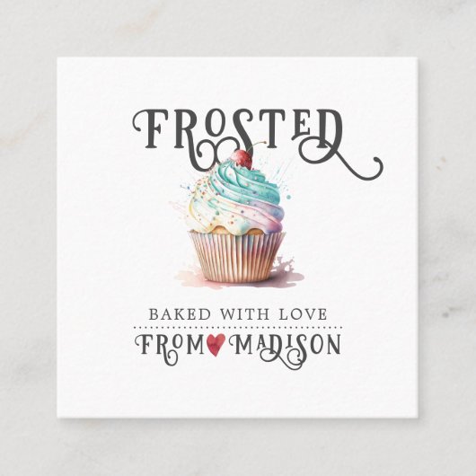 Elegant Baker's Logo Calligrafiescript Square Bus Vierkante Visitekaartje (Voorkant)