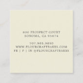 Elegant Baker's Logo Cream Dusty Pink Vierkante Visitekaartje (Achterkant)