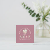 Elegant Baker's Logo Cream Dusty Pink Vierkante Visitekaartje (Staand voorkant)