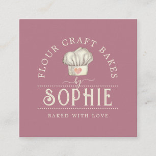 Elegant Baker's Logo Cream Dusty Pink Vierkante Visitekaartje