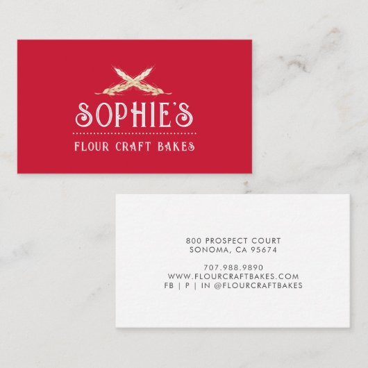 Elegant Baker's Logo Rood Visitekaartje (Voorkant / Achterkant)