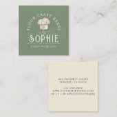 Elegant Baker's Pastry Chef Logo Cream Sage Green Vierkante Visitekaartje (Voorkant / Achterkant)