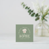 Elegant Baker's Pastry Chef Logo Cream Sage Green Vierkante Visitekaartje (Staand voorkant)