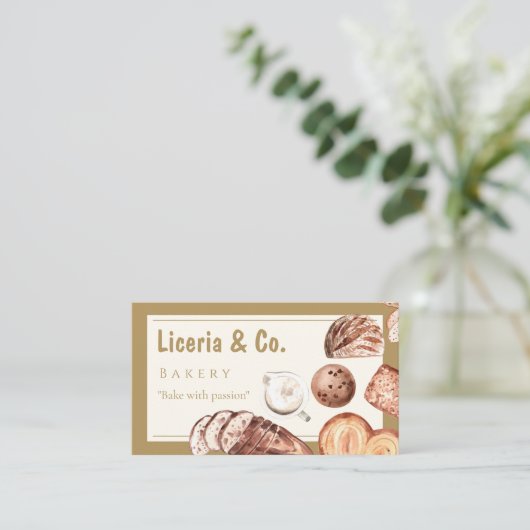 Elegant Bakery Business Card – Custom Contact Card Visitekaartje (Staand voorkant)