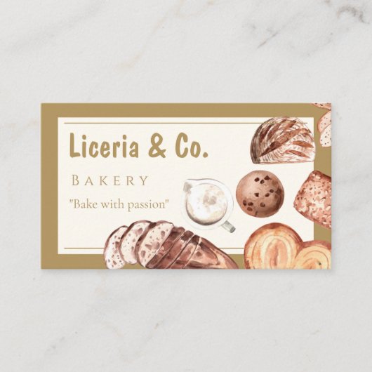 Elegant Bakery Business Card – Custom Contact Card Visitekaartje (Voorkant)