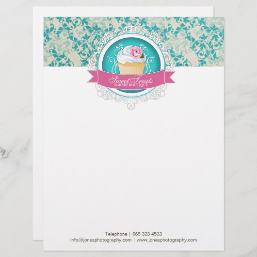 Elegant Bakery Letterhead Gepersonaliseerd Briefhoofd (Voorkant / Achterkant)