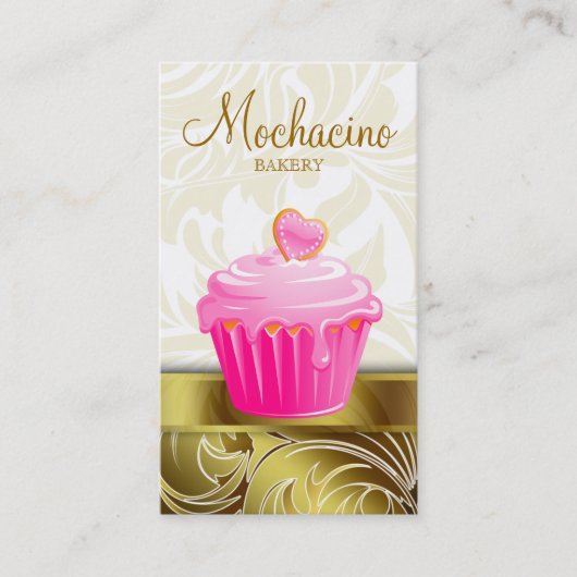 Elegant Bakery Visitekaartje Cupcake Roze goud (Voorkant)