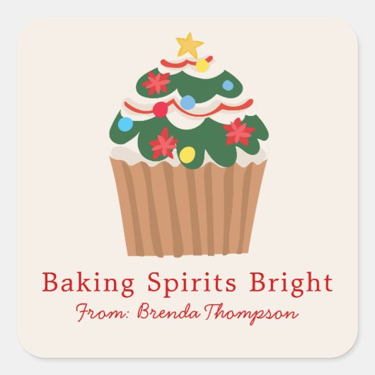 Elegant Baking Spirits Bright Modern Food Cute Vierkante Sticker (Voorkant)