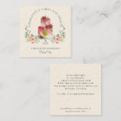 Elegant Bakkergebak Waterverf Floral Cake Vierkante Visitekaartje (Voorkant / Achterkant)