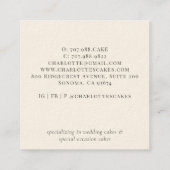 Elegant Bakkergebak Waterverf Floral Cake Vierkante Visitekaartje (Achterkant)