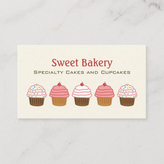 Elegant bakkerij cupcake crème Achtergrond Visitekaartje (Voorkant)