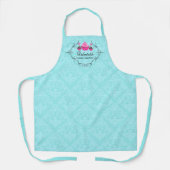 Elegant bakkerij Damask Aqua Pink Cupcake Poppen Schort (Voorkant)