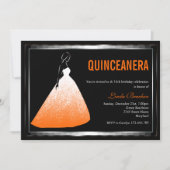 Elegant Ball Gown Sinaasappel Quinceanera Invite Kaart (Voorkant)