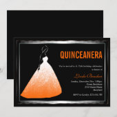 Elegant Ball Gown Sinaasappel Quinceanera Invite Kaart (Voorkant / Achterkant)