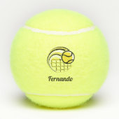 Elegant Ball & Net Icon Player Coach Kinder naam F Tennisballen (Achterkant)