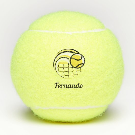 Elegant Ball & Net Icon Player Coach Kinder naam F Tennisballen (Voorkant)