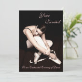 Elegant Ballerina Ballet Dance Overweging Uitnodig Kaart (Staand voorkant)