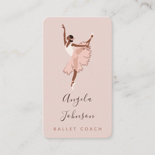 Elegant Ballerina Dancer Illustration Dance School Visitekaartje (Voorkant)