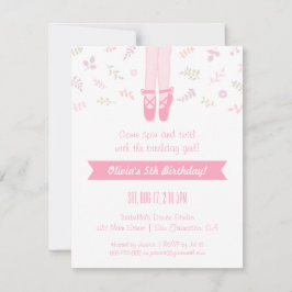 Elegant Ballerina Girl Birthday Party Kaart