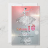 Elegant Ballerina, Glitter Sweet 16 Kaart (Voorkant)