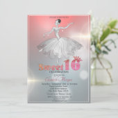 Elegant Ballerina, Glitter Sweet 16 Kaart (Staand voorkant)