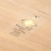 Elegant Ballerina Gold Glitter Bokeh Sweet 16 Acryl Uitnodigingen (Laagn)