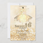 Elegant Ballerina Gold Glitter Bokeh Sweet 16 Kaart (Voorkant)