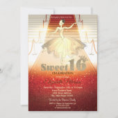Elegant Ballerina Red Carpet Sweet 16 Kaart (Voorkant)